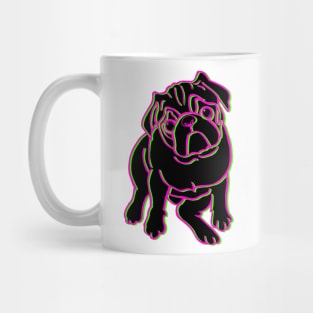 Pug Black Neon Outline 4 Mug